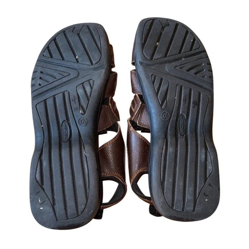 Cherokee Men's Fisherman Sandal Brown Hook Loop Comfort 10.5 woven caged leather